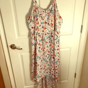 White floral hi-low dress